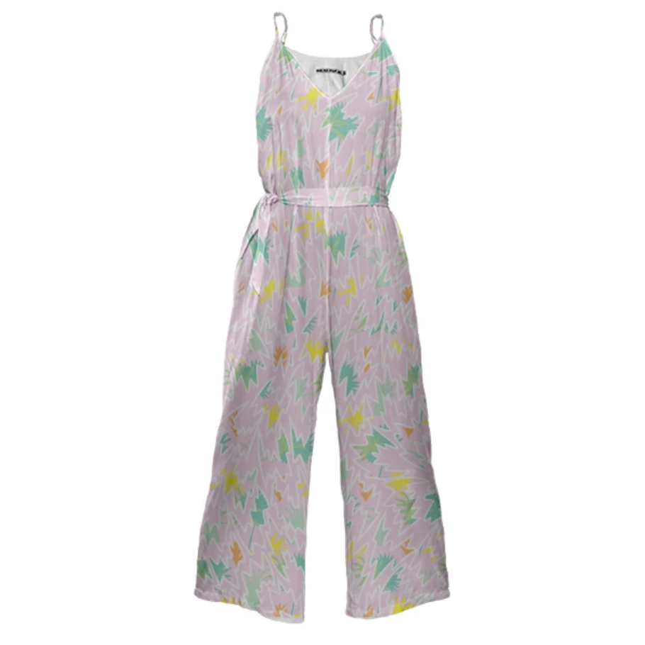 Shop Marshmallow Blossom Tie Waist Jumpsuit by SECRETARY | Print All ...