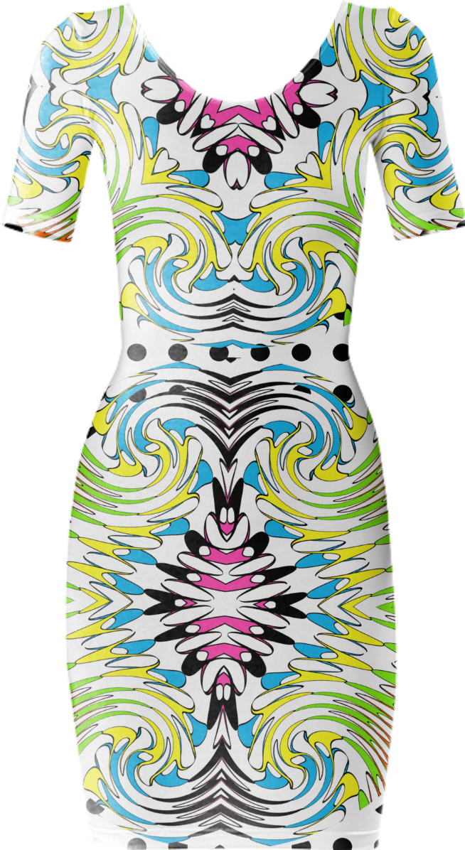 Shop Bold Funky Colorful Trendy Mixed Pattern Summer Body Con Dress ...