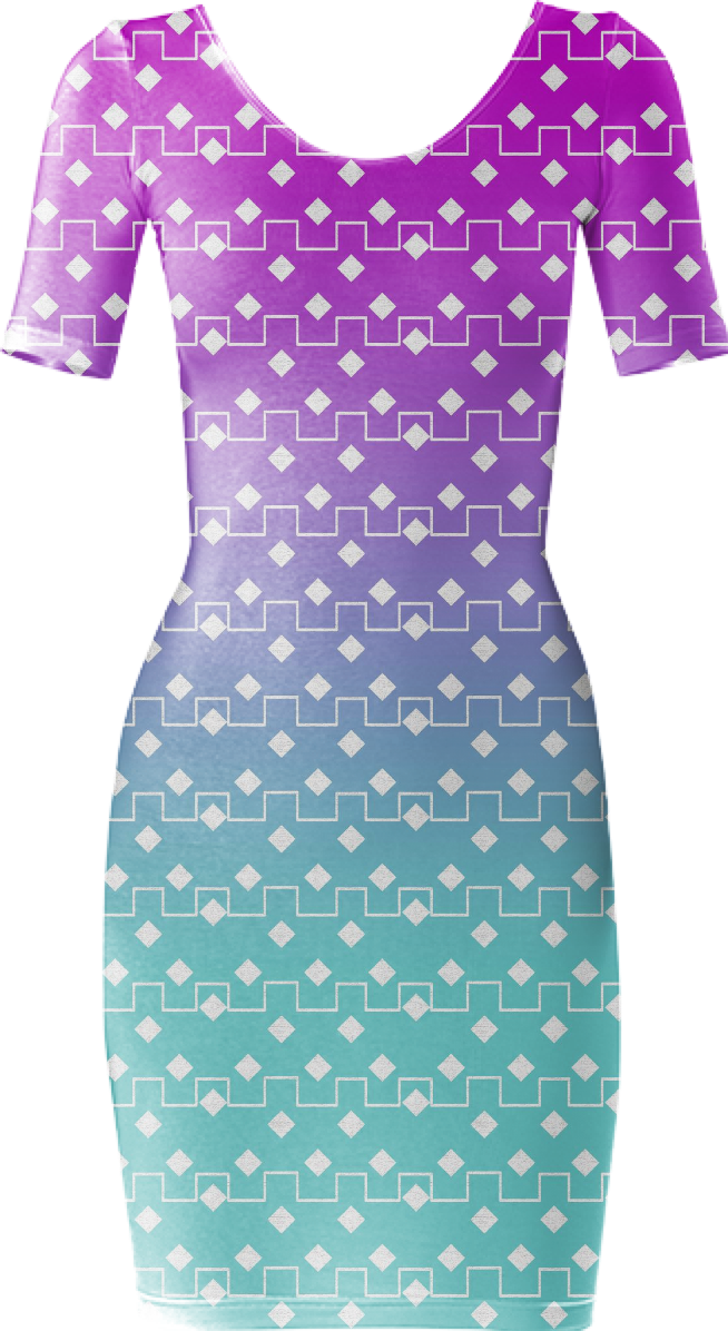 Shop Violet and Teal Geometric Pattern Bodycon Dress by SeituHayden ...
