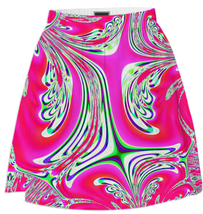 Shop Pink White Green Abstract Summer Skirt Summer Skirt by ...