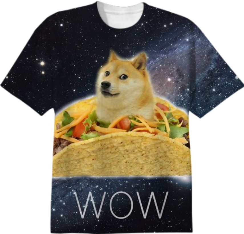 Shop DOGE SHIRT - WOW SUCH TACO Cotton T-shirt by jawghost | Print All ...