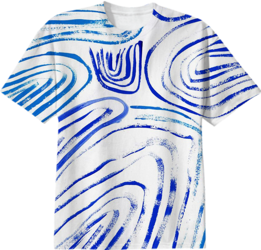 Shop Lines and Waves Cotton T-shirt by ali-glanville-jones | Print All ...