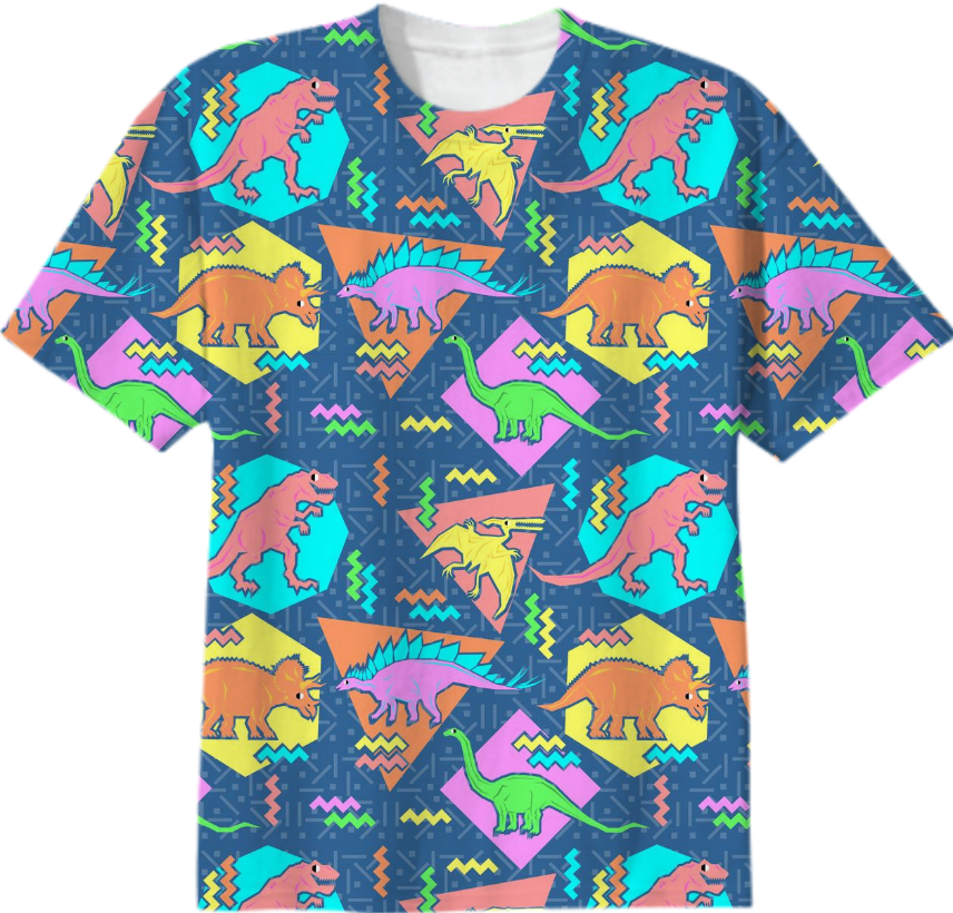 Shop Nineties Dinosaur Pattern Cotton T-shirt by chobopop | Print All ...